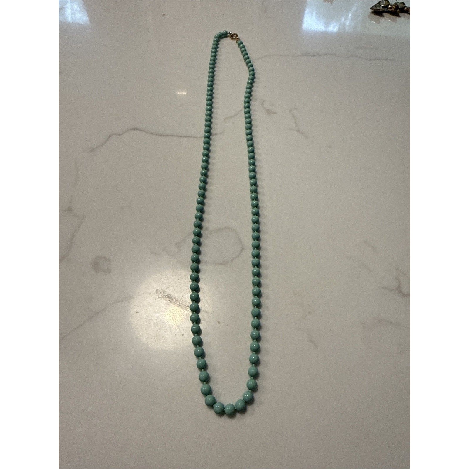 Turquoise Color Necklace, Perfect Round 3mm Beads 24” Long